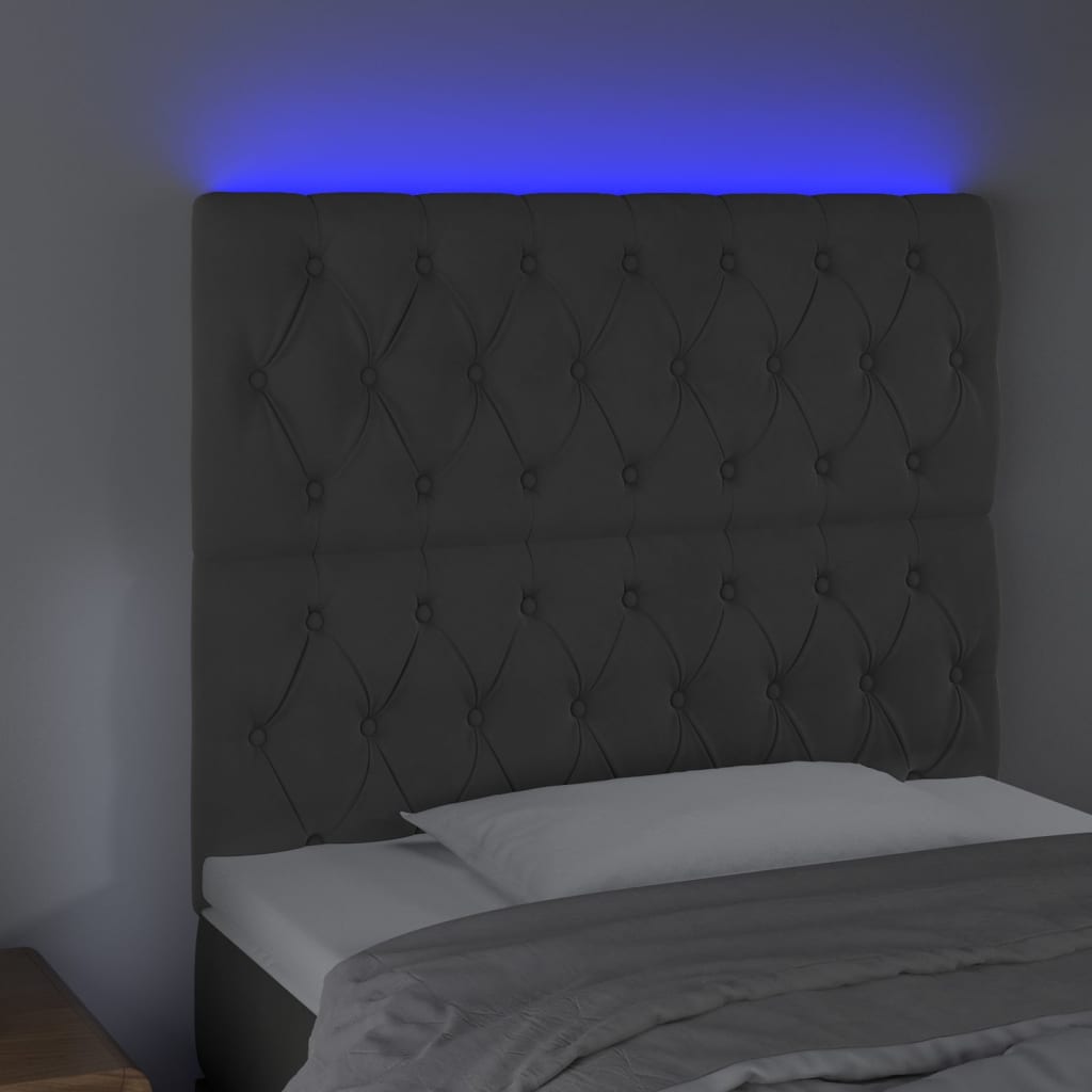 Hoofdbord LED 90x7x118/128 cm fluweel donkergrijs Hoofdborden en voetborden | Creëer jouw Trendy Thuis | Gratis bezorgd & Retour | Trendy.nl