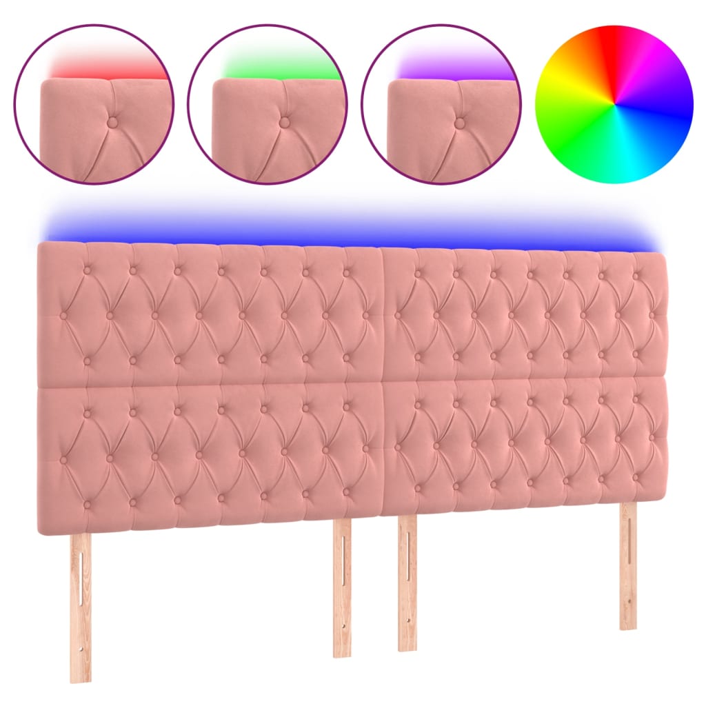 Hoofdbord LED 200x7x118/128 cm fluweel roze Hoofdborden en voetborden | Creëer jouw Trendy Thuis | Gratis bezorgd & Retour | Trendy.nl