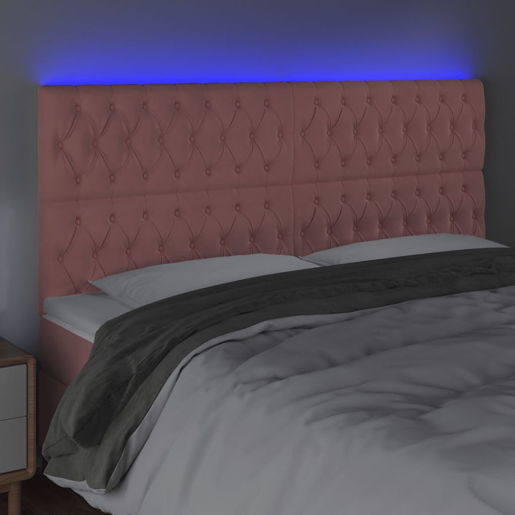 Hoofdbord LED 200x7x118/128 cm fluweel roze Hoofdborden en voetborden | Creëer jouw Trendy Thuis | Gratis bezorgd & Retour | Trendy.nl