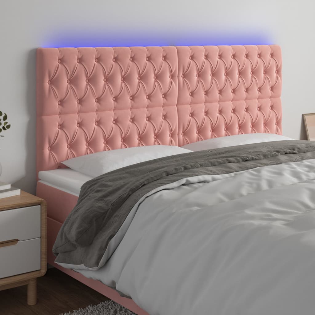 Hoofdbord LED 200x7x118/128 cm fluweel roze Hoofdborden en voetborden | Creëer jouw Trendy Thuis | Gratis bezorgd & Retour | Trendy.nl