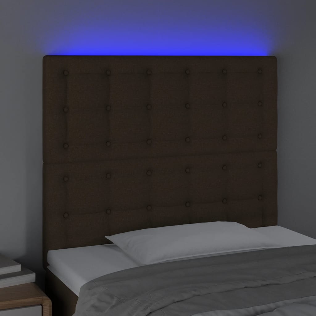 Hoofdbord LED 90x5x118/128 cm stof donkerbruin Hoofdborden en voetborden | Creëer jouw Trendy Thuis | Gratis bezorgd & Retour | Trendy.nl