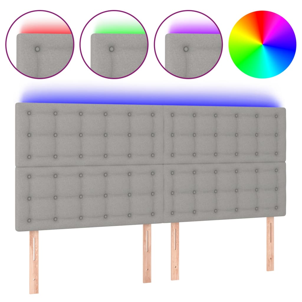 Hoofdbord LED 160x5x118/128 cm stof lichtgrijs Hoofdborden en voetborden | Creëer jouw Trendy Thuis | Gratis bezorgd & Retour | Trendy.nl