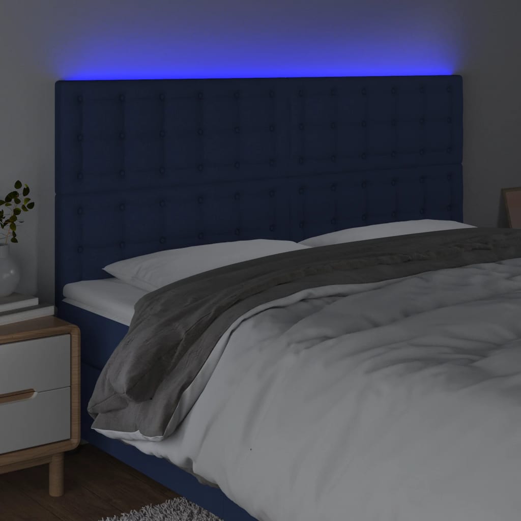 Hoofdbord LED 160x5x118/128 cm stof blauw Hoofdborden en voetborden | Creëer jouw Trendy Thuis | Gratis bezorgd & Retour | Trendy.nl