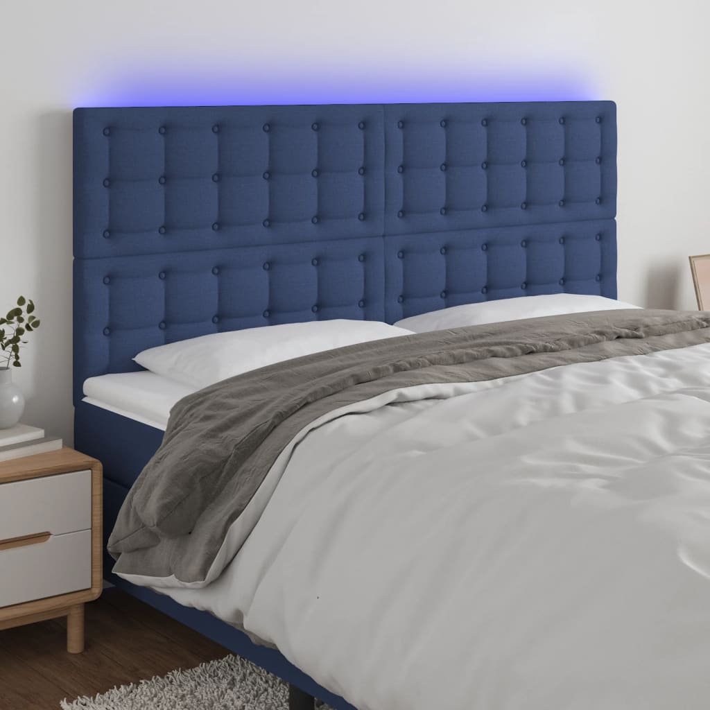 Hoofdbord LED 160x5x118/128 cm stof blauw Hoofdborden en voetborden | Creëer jouw Trendy Thuis | Gratis bezorgd & Retour | Trendy.nl