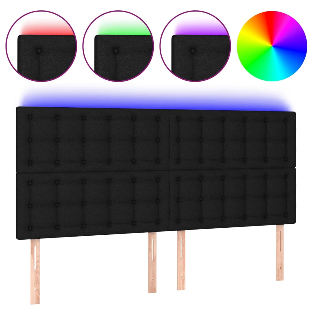 Hoofdbord LED 200x5x118/128 cm stof zwart Hoofdborden en voetborden | Creëer jouw Trendy Thuis | Gratis bezorgd & Retour | Trendy.nl