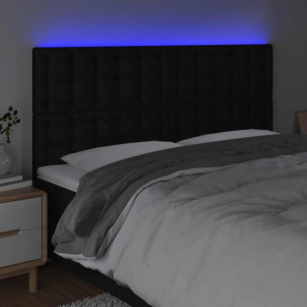 Hoofdbord LED 200x5x118/128 cm stof zwart Hoofdborden en voetborden | Creëer jouw Trendy Thuis | Gratis bezorgd & Retour | Trendy.nl