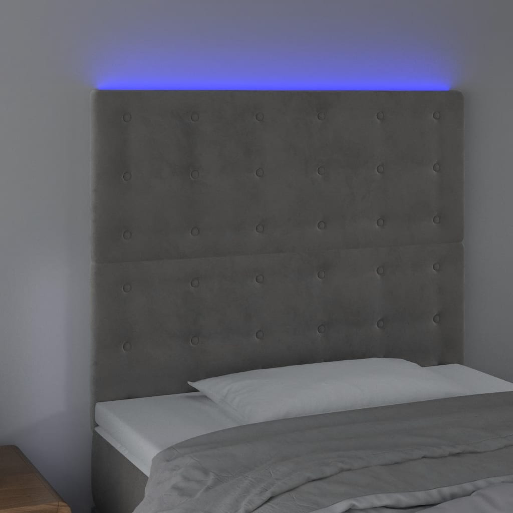 Hoofdbord LED 80x5x118/128 cm fluweel lichtgrijs Hoofdborden en voetborden | Creëer jouw Trendy Thuis | Gratis bezorgd & Retour | Trendy.nl