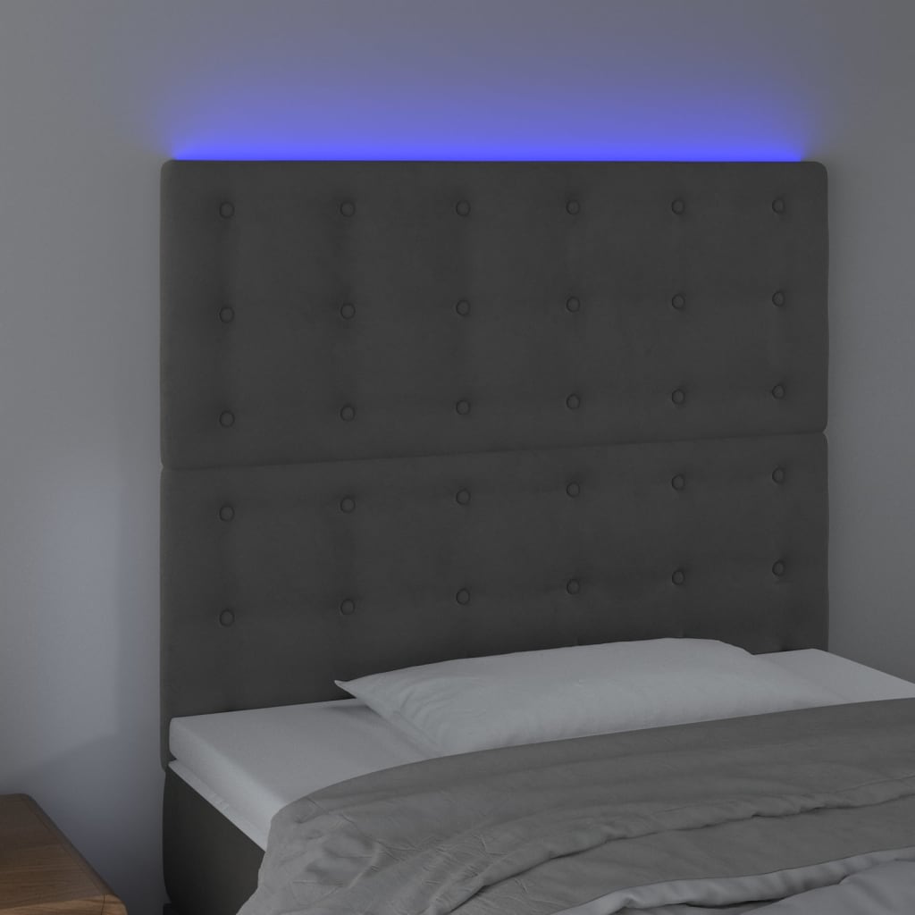 Hoofdbord LED 80x5x118/128 cm fluweel donkergrijs Hoofdborden en voetborden | Creëer jouw Trendy Thuis | Gratis bezorgd & Retour | Trendy.nl