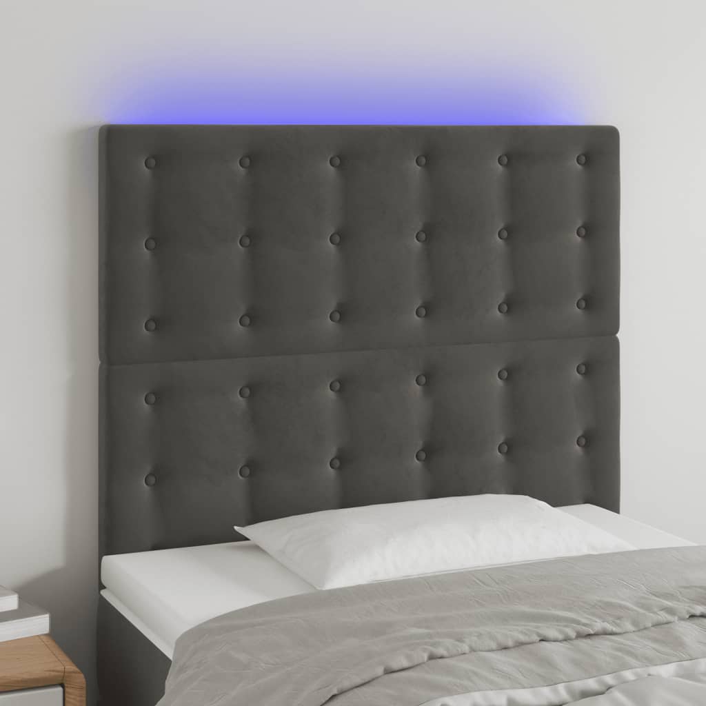 Hoofdbord LED 80x5x118/128 cm fluweel donkergrijs Hoofdborden en voetborden | Creëer jouw Trendy Thuis | Gratis bezorgd & Retour | Trendy.nl