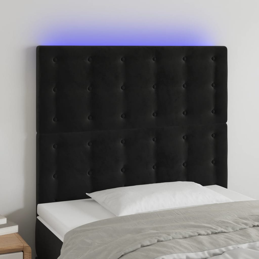 Hoofdbord LED 80x5x118/128 cm fluweel zwart Hoofdborden en voetborden | Creëer jouw Trendy Thuis | Gratis bezorgd & Retour | Trendy.nl