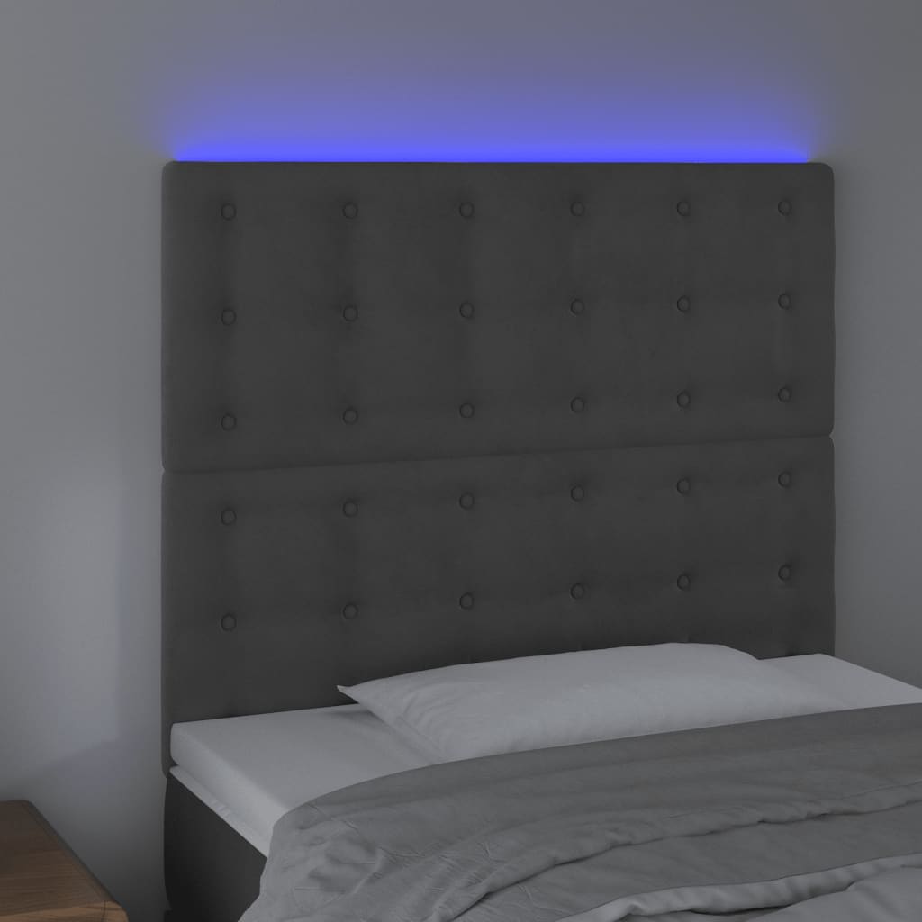 Hoofdbord LED 90x5x118/128 cm fluweel donkergrijs Hoofdborden en voetborden | Creëer jouw Trendy Thuis | Gratis bezorgd & Retour | Trendy.nl