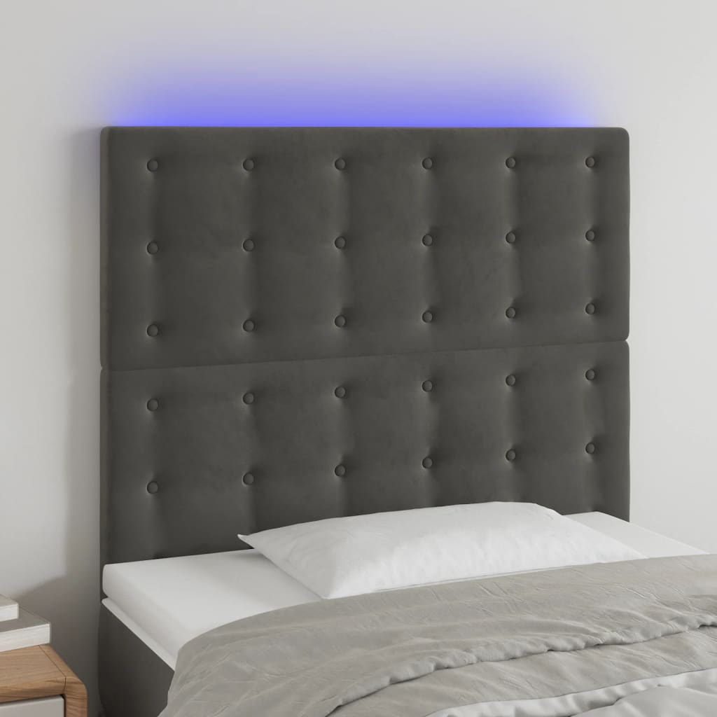 Hoofdbord LED 90x5x118/128 cm fluweel donkergrijs Hoofdborden en voetborden | Creëer jouw Trendy Thuis | Gratis bezorgd & Retour | Trendy.nl