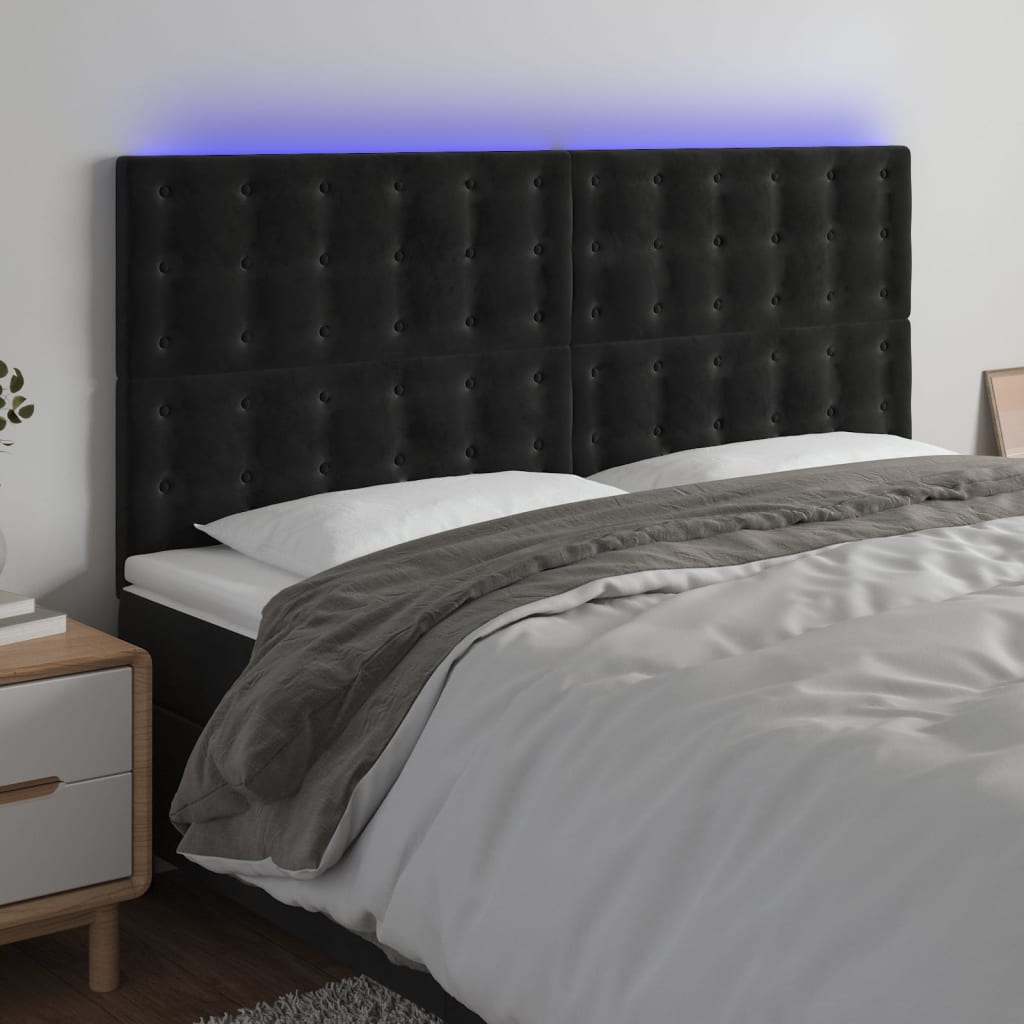 Hoofdbord LED 160x5x118/128 cm fluweel zwart Hoofdborden en voetborden | Creëer jouw Trendy Thuis | Gratis bezorgd & Retour | Trendy.nl