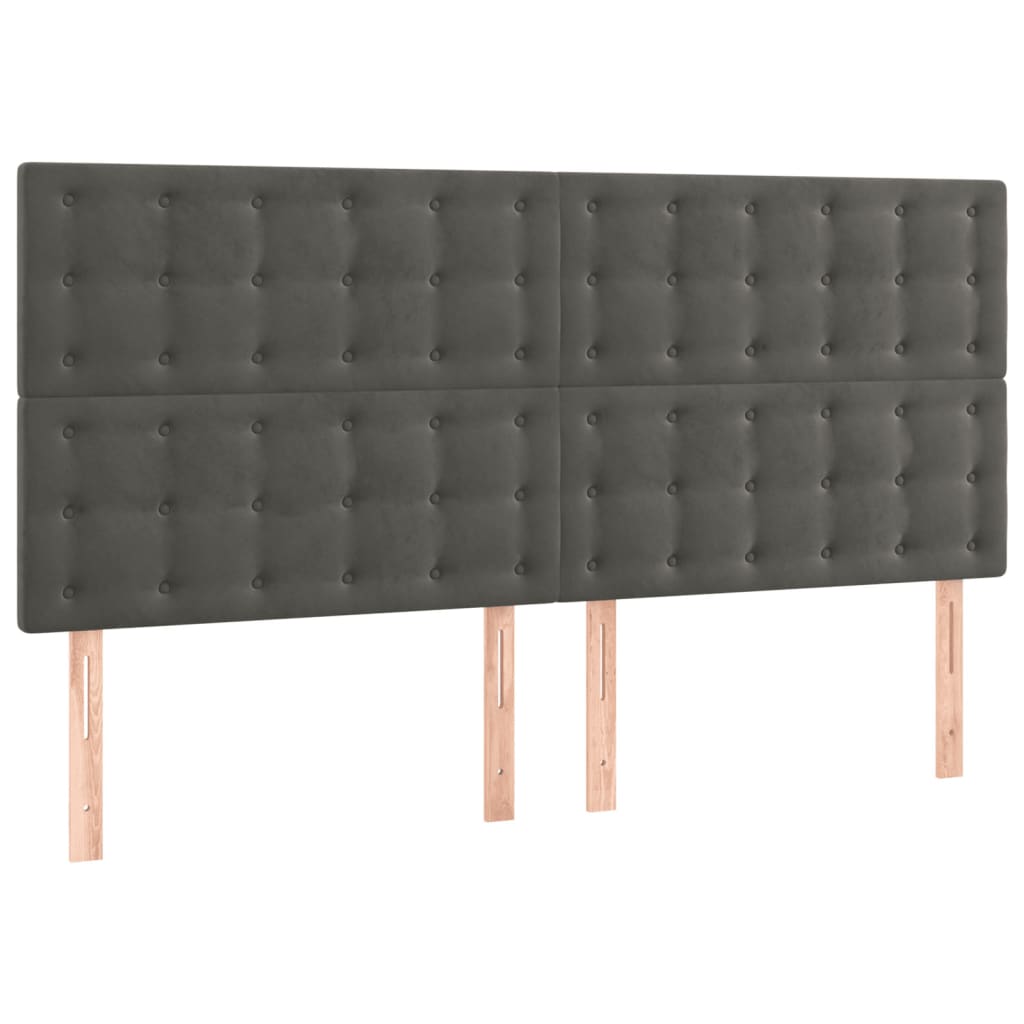 Hoofdbord LED 200x5x118/128 cm fluweel donkergrijs Hoofdborden en voetborden | Creëer jouw Trendy Thuis | Gratis bezorgd & Retour | Trendy.nl