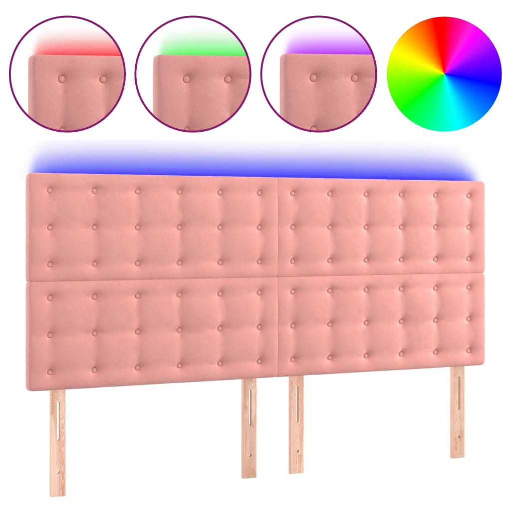 Hoofdbord LED 200x5x118/128 cm fluweel roze Hoofdborden en voetborden | Creëer jouw Trendy Thuis | Gratis bezorgd & Retour | Trendy.nl