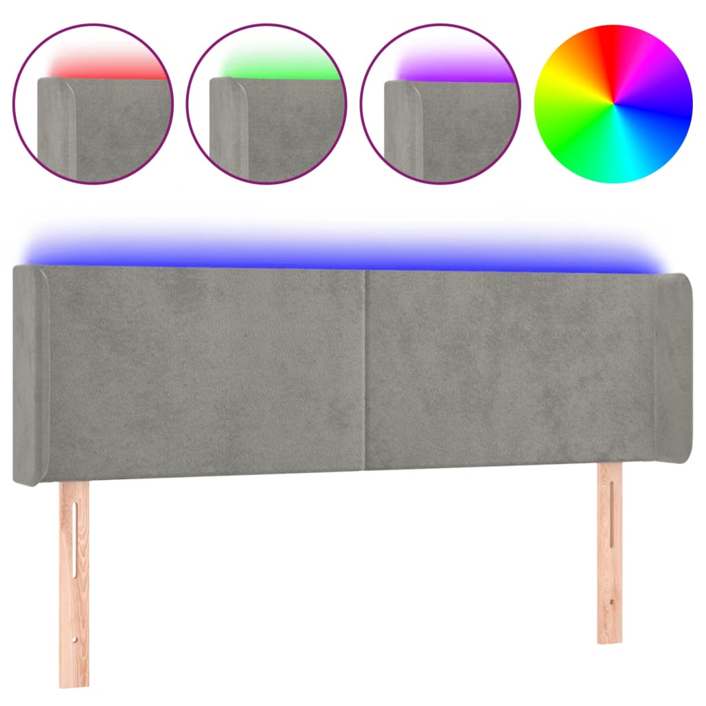 Hoofdbord LED 147x16x78/88 cm fluweel lichtgrijs Hoofdborden en voetborden | Creëer jouw Trendy Thuis | Gratis bezorgd & Retour | Trendy.nl