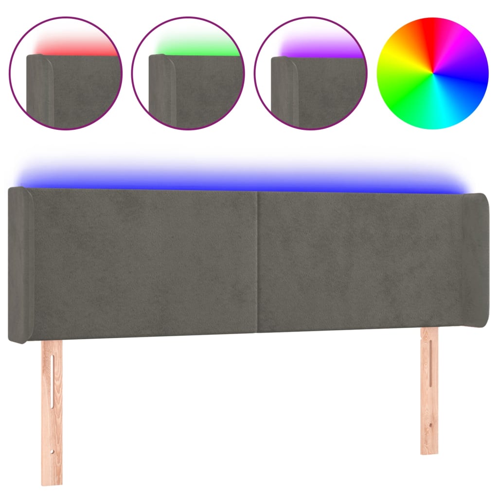 Hoofdbord LED 147x16x78/88 cm fluweel donkergrijs Hoofdborden en voetborden | Creëer jouw Trendy Thuis | Gratis bezorgd & Retour | Trendy.nl