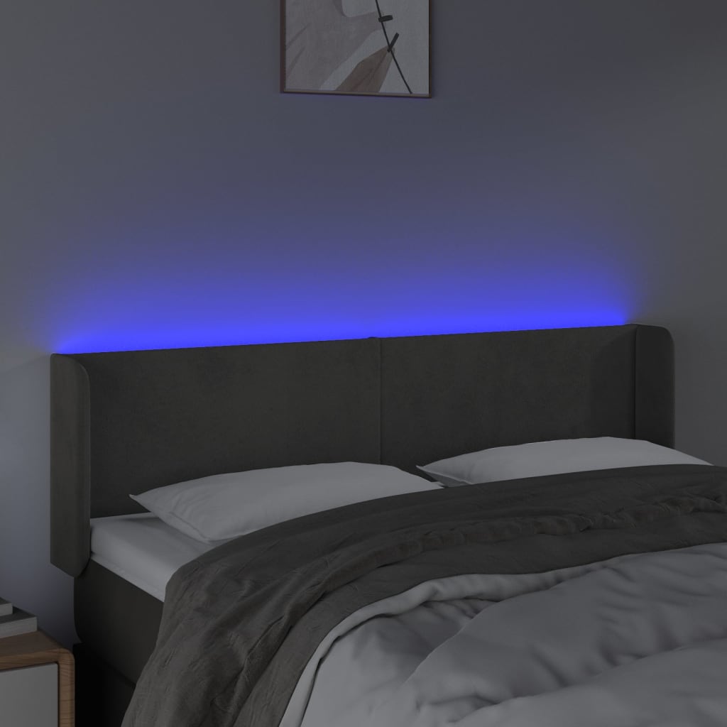 Hoofdbord LED 147x16x78/88 cm fluweel donkergrijs Hoofdborden en voetborden | Creëer jouw Trendy Thuis | Gratis bezorgd & Retour | Trendy.nl