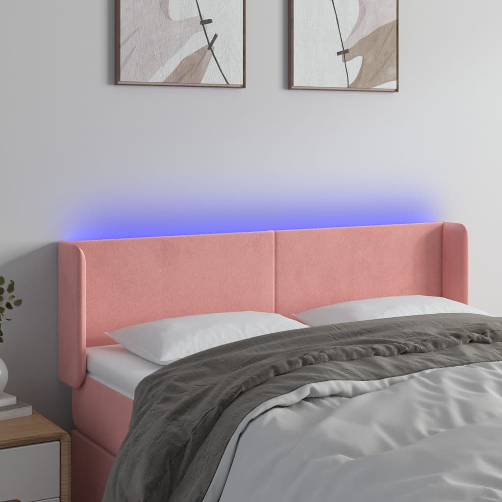 Hoofdbord LED 147x16x78/88 cm fluweel roze Hoofdborden en voetborden | Creëer jouw Trendy Thuis | Gratis bezorgd & Retour | Trendy.nl