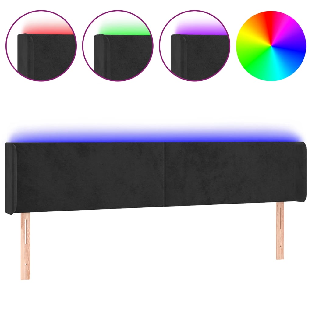 Hoofdbord LED 163x16x78/88 cm fluweel zwart Hoofdborden en voetborden | Creëer jouw Trendy Thuis | Gratis bezorgd & Retour | Trendy.nl