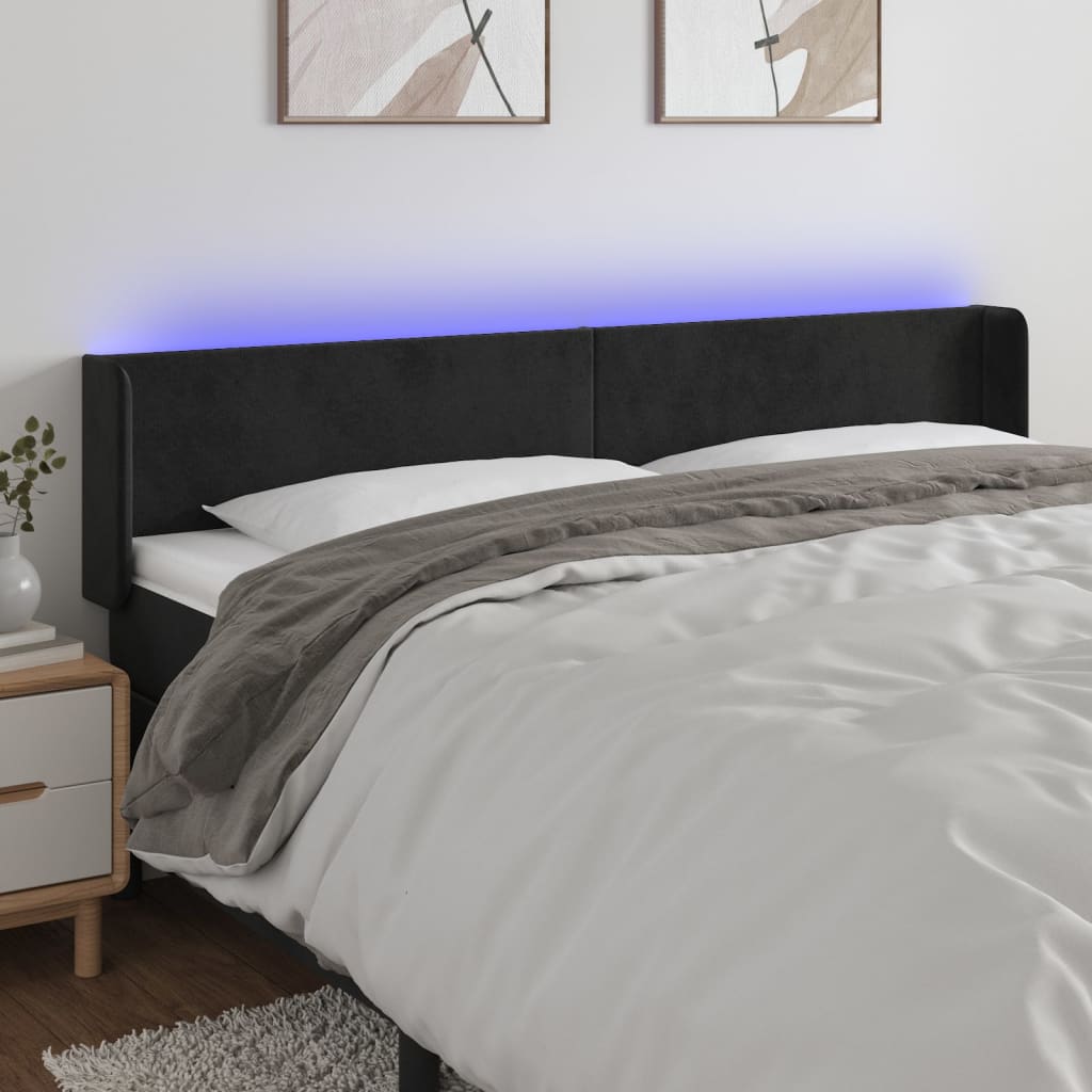 Hoofdbord LED 203x16x78/88 cm fluweel zwart Hoofdborden en voetborden | Creëer jouw Trendy Thuis | Gratis bezorgd & Retour | Trendy.nl