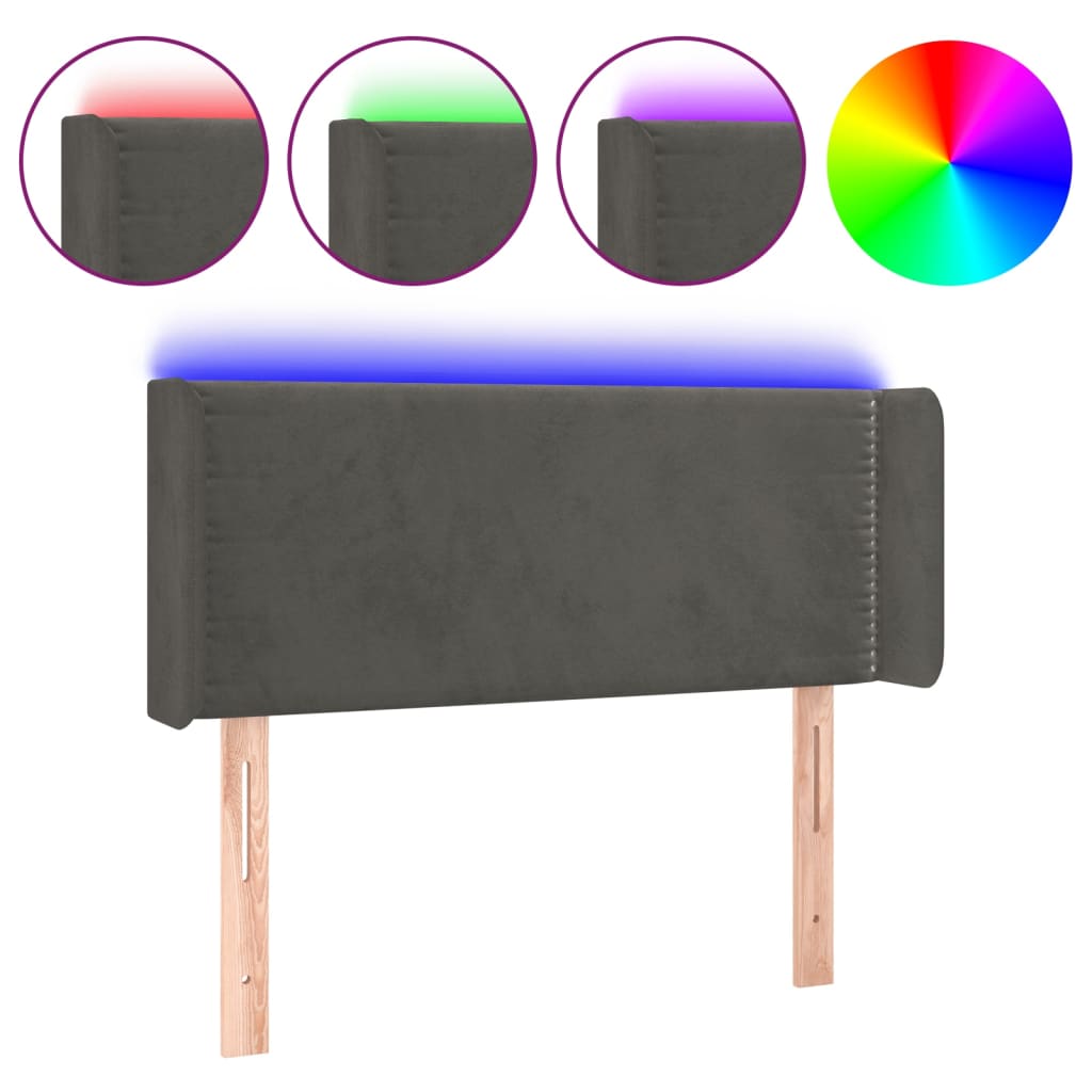 Hoofdbord LED 103x16x78/88 cm fluweel donkergrijs Hoofdborden en voetborden | Creëer jouw Trendy Thuis | Gratis bezorgd & Retour | Trendy.nl