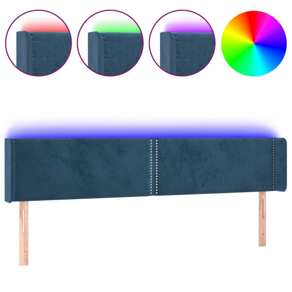 Hoofdbord LED 163x16x78/88 cm fluweel donkerblauw Hoofdborden en voetborden | Creëer jouw Trendy Thuis | Gratis bezorgd & Retour | Trendy.nl