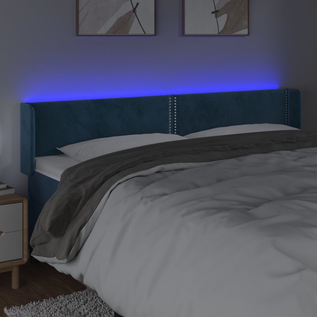 Hoofdbord LED 163x16x78/88 cm fluweel donkerblauw Hoofdborden en voetborden | Creëer jouw Trendy Thuis | Gratis bezorgd & Retour | Trendy.nl