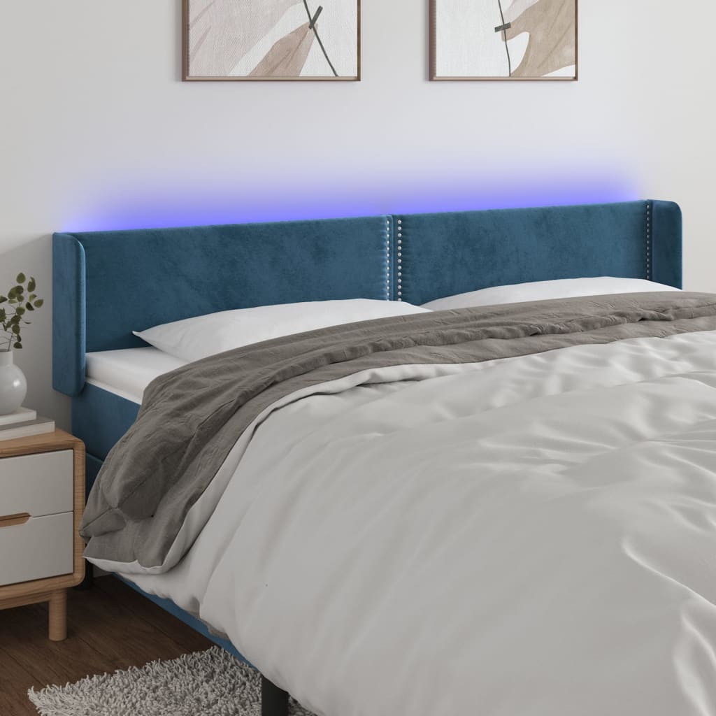 Hoofdbord LED 163x16x78/88 cm fluweel donkerblauw Hoofdborden en voetborden | Creëer jouw Trendy Thuis | Gratis bezorgd & Retour | Trendy.nl