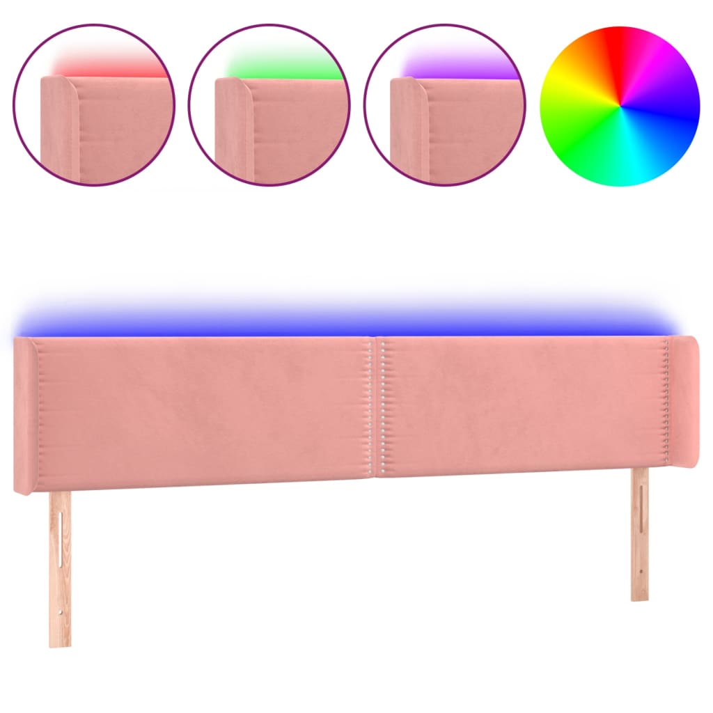 Hoofdbord LED 183x16x78/88 cm fluweel roze Hoofdborden en voetborden | Creëer jouw Trendy Thuis | Gratis bezorgd & Retour | Trendy.nl