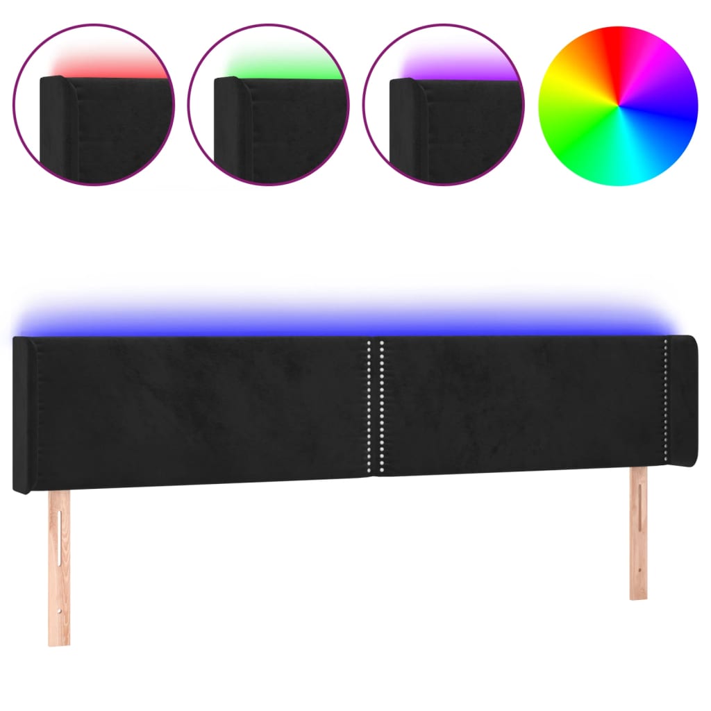 Hoofdbord LED 203x16x78/88 cm fluweel zwart Hoofdborden en voetborden | Creëer jouw Trendy Thuis | Gratis bezorgd & Retour | Trendy.nl