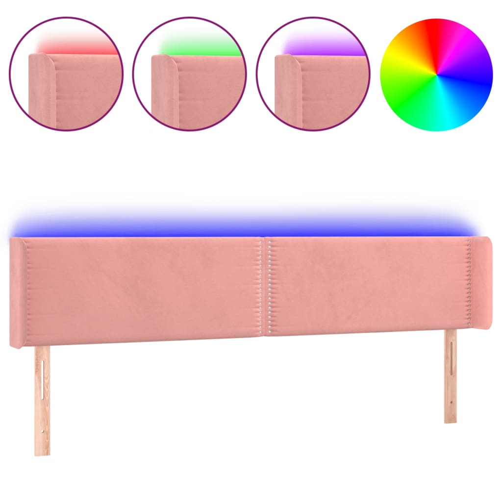 Hoofdbord LED 203x16x78/88 cm fluweel roze Hoofdborden en voetborden | Creëer jouw Trendy Thuis | Gratis bezorgd & Retour | Trendy.nl