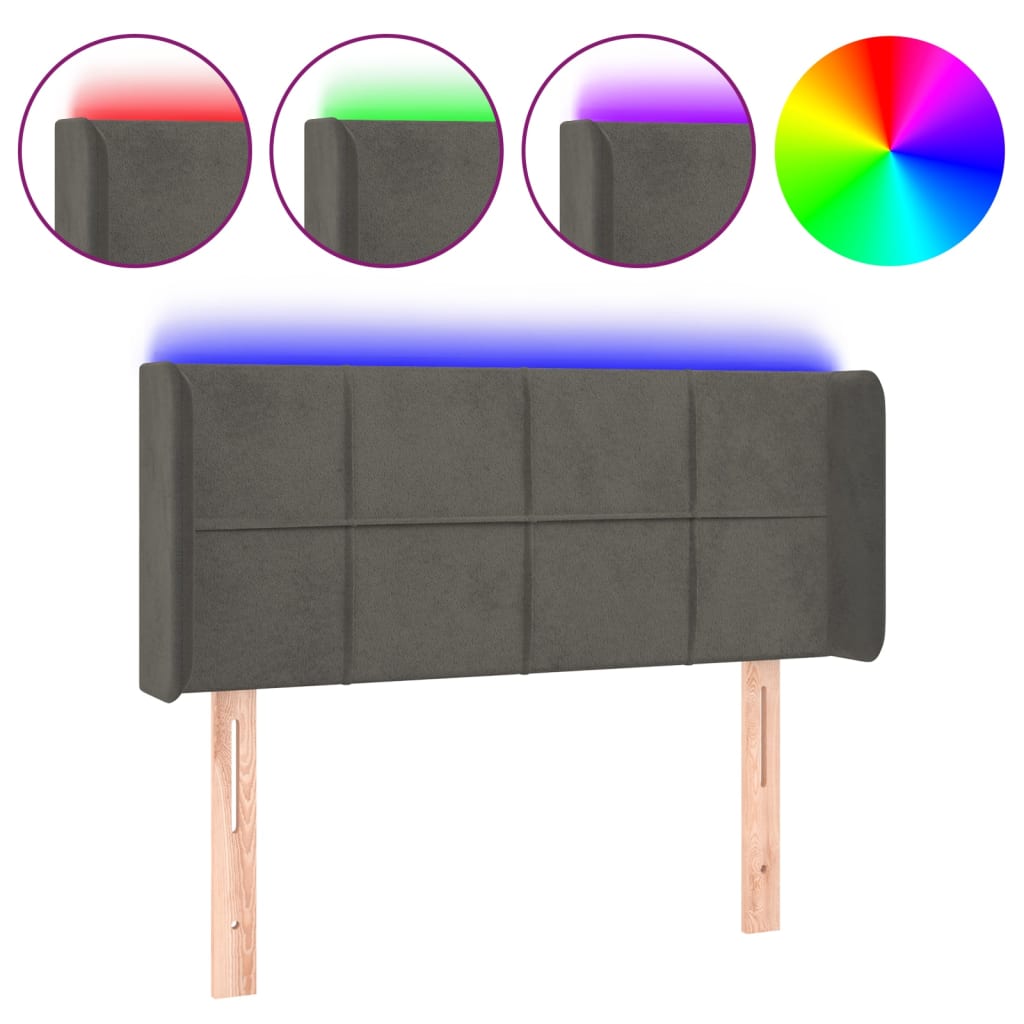 Hoofdbord LED 93x16x78/88 cm fluweel donkergrijs Hoofdborden en voetborden | Creëer jouw Trendy Thuis | Gratis bezorgd & Retour | Trendy.nl