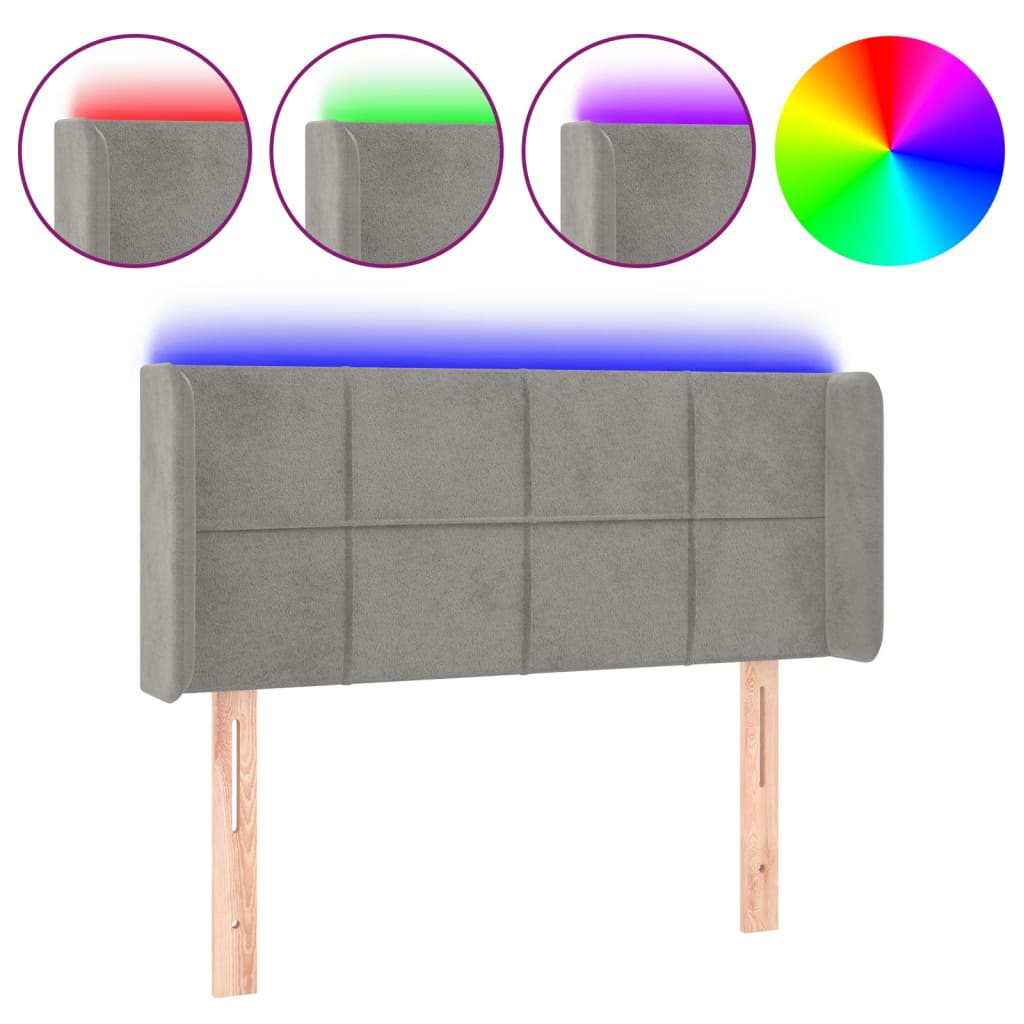 Hoofdbord LED 103x16x78/88 cm fluweel lichtgrijs Hoofdborden en voetborden | Creëer jouw Trendy Thuis | Gratis bezorgd & Retour | Trendy.nl