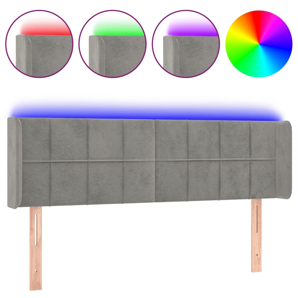 Hoofdbord LED 147x16x78/88 cm fluweel lichtgrijs Hoofdborden en voetborden | Creëer jouw Trendy Thuis | Gratis bezorgd & Retour | Trendy.nl