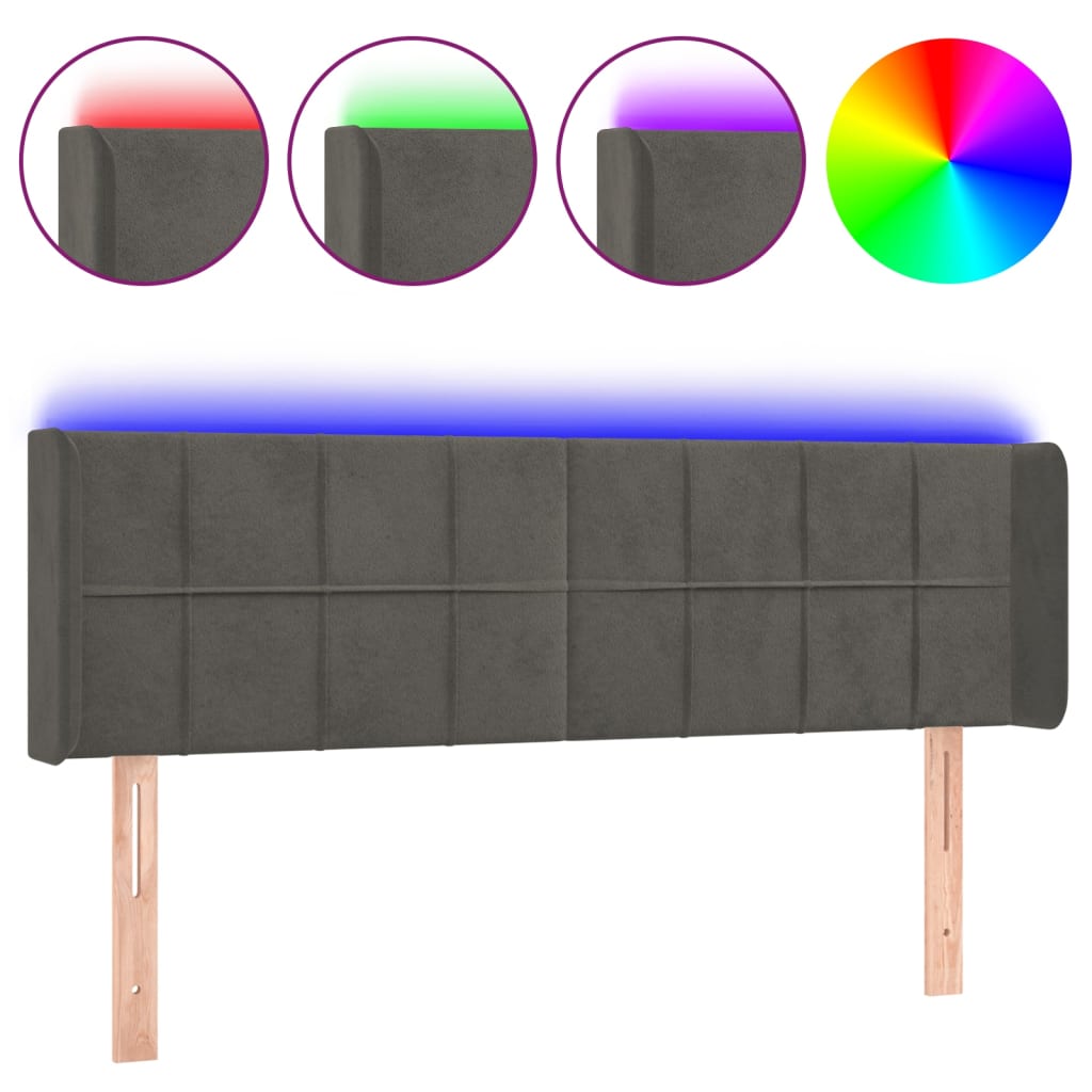 Hoofdbord LED 147x16x78/88 cm fluweel donkergrijs Hoofdborden en voetborden | Creëer jouw Trendy Thuis | Gratis bezorgd & Retour | Trendy.nl