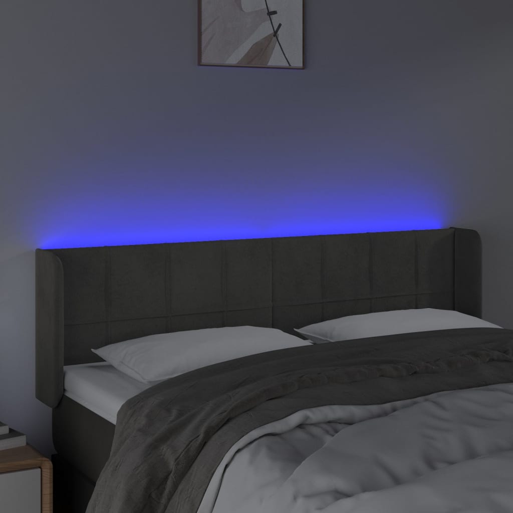 Hoofdbord LED 147x16x78/88 cm fluweel donkergrijs Hoofdborden en voetborden | Creëer jouw Trendy Thuis | Gratis bezorgd & Retour | Trendy.nl