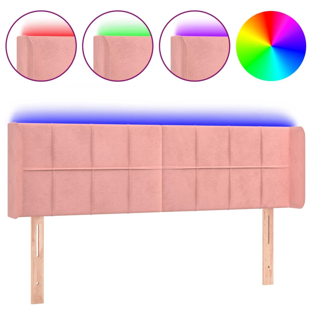 Hoofdbord LED 147x16x78/88 cm fluweel roze Hoofdborden en voetborden | Creëer jouw Trendy Thuis | Gratis bezorgd & Retour | Trendy.nl