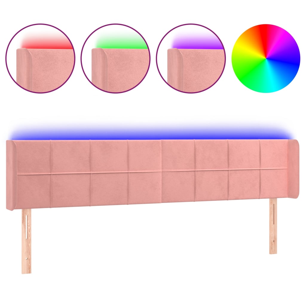 Hoofdbord LED 183x16x78/88 cm fluweel roze Hoofdborden en voetborden | Creëer jouw Trendy Thuis | Gratis bezorgd & Retour | Trendy.nl