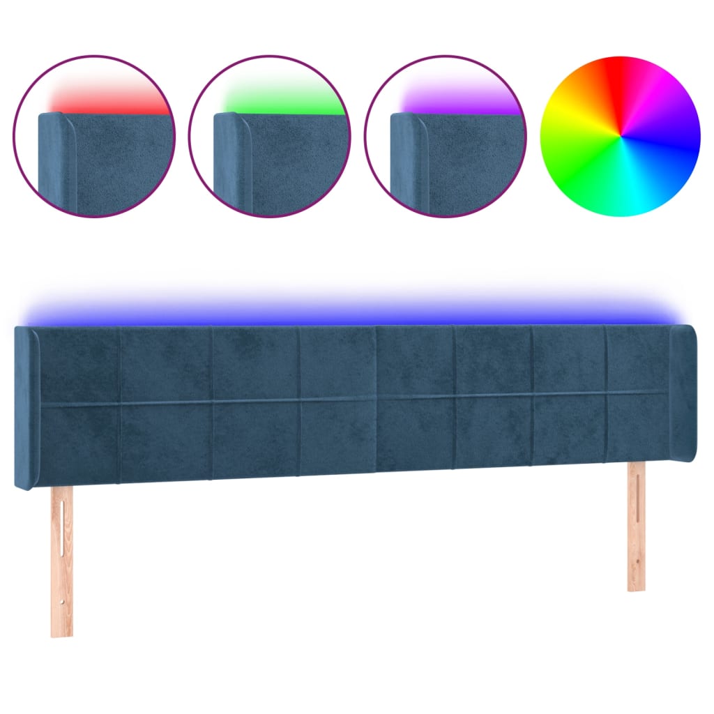 Hoofdbord LED 203x16x78/88 cm fluweel donkerblauw Hoofdborden en voetborden | Creëer jouw Trendy Thuis | Gratis bezorgd & Retour | Trendy.nl