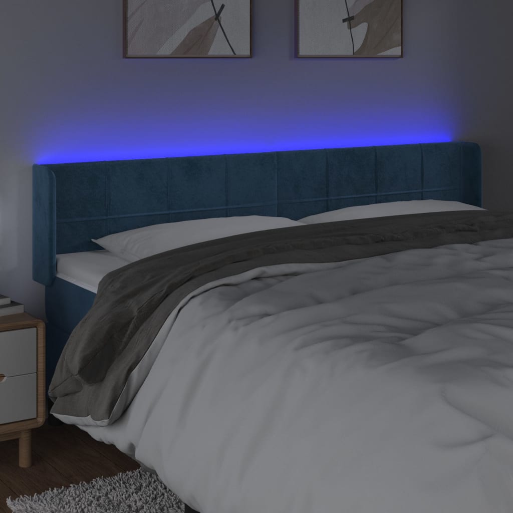 Hoofdbord LED 203x16x78/88 cm fluweel donkerblauw Hoofdborden en voetborden | Creëer jouw Trendy Thuis | Gratis bezorgd & Retour | Trendy.nl