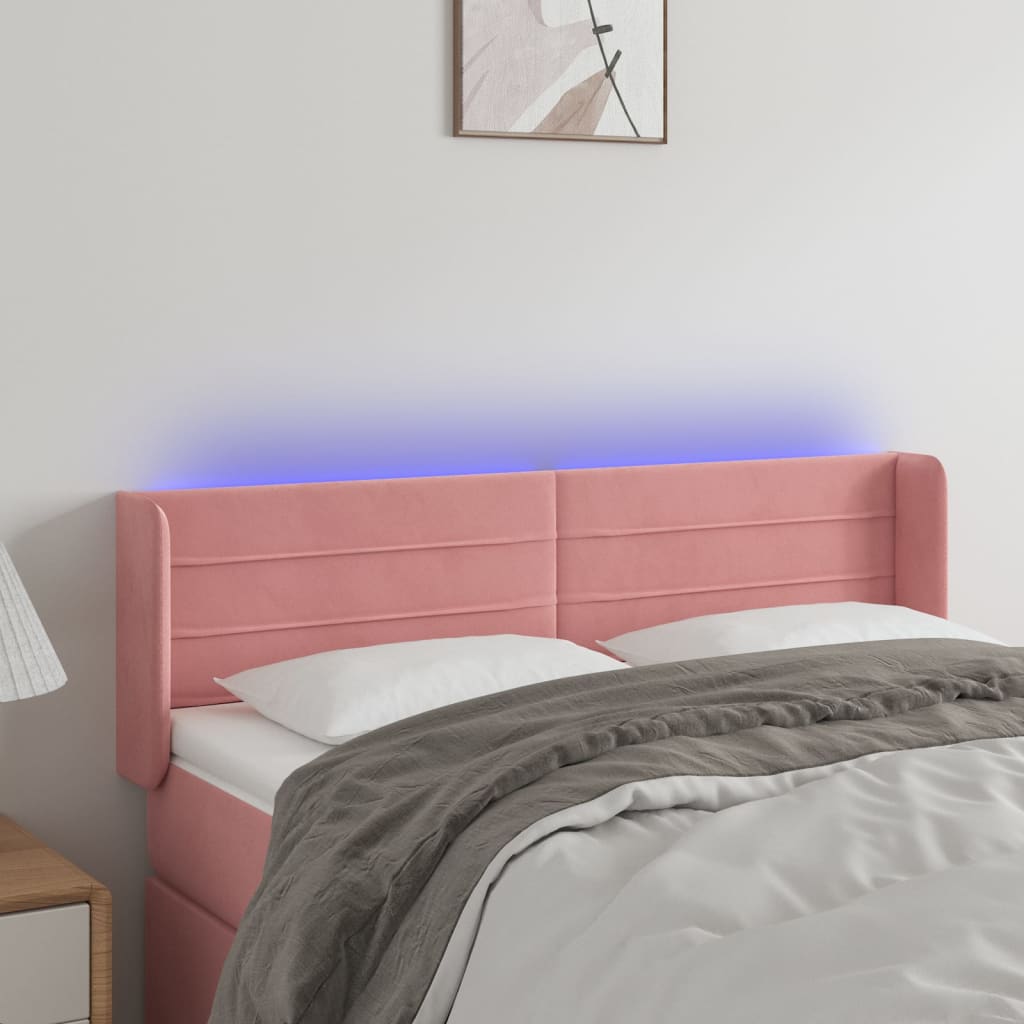 Hoofdbord LED 147x16x78/88 cm fluweel roze Hoofdborden en voetborden | Creëer jouw Trendy Thuis | Gratis bezorgd & Retour | Trendy.nl