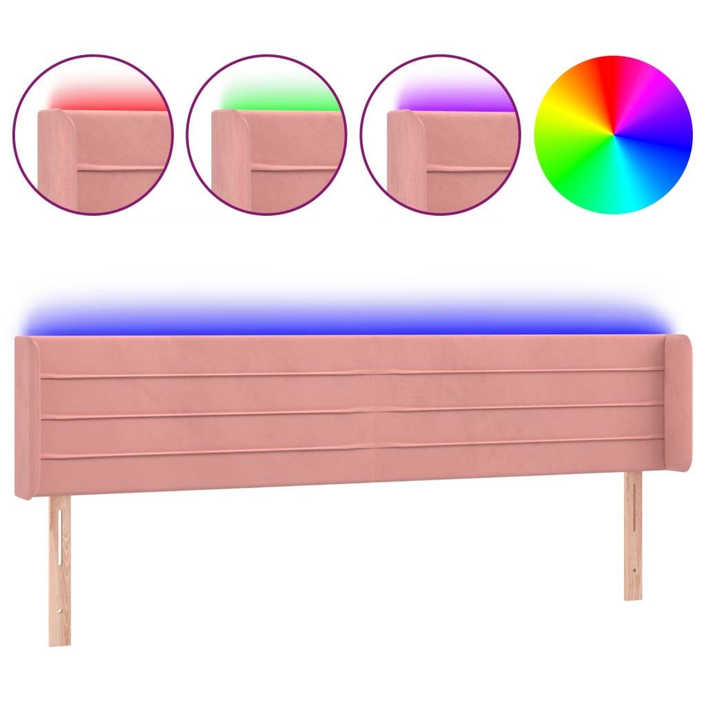 Hoofdbord LED 163x16x78/88 cm fluweel roze Hoofdborden en voetborden | Creëer jouw Trendy Thuis | Gratis bezorgd & Retour | Trendy.nl