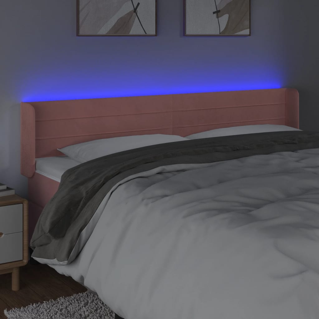 Hoofdbord LED 203x16x78/88 cm fluweel roze Hoofdborden en voetborden | Creëer jouw Trendy Thuis | Gratis bezorgd & Retour | Trendy.nl