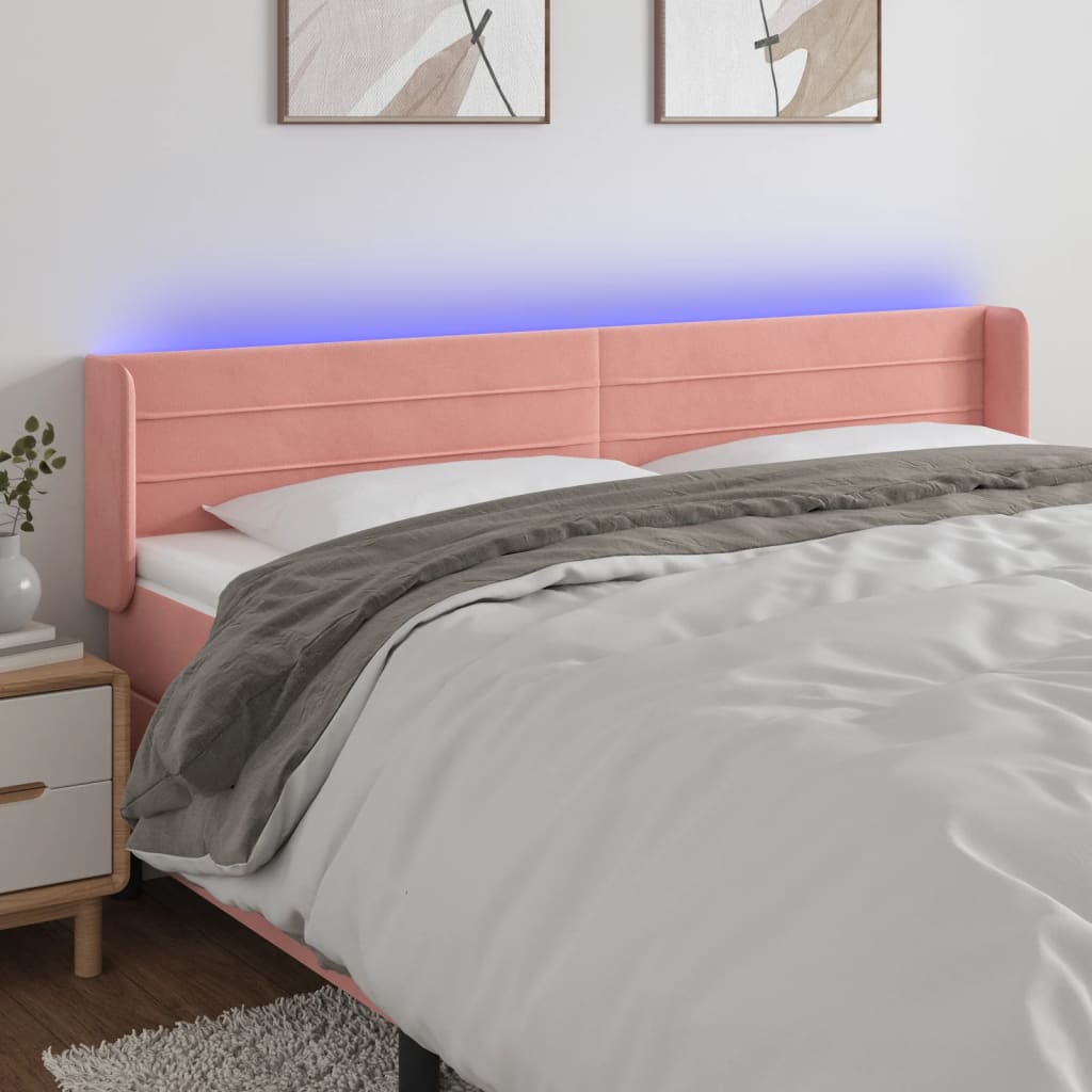 Hoofdbord LED 203x16x78/88 cm fluweel roze Hoofdborden en voetborden | Creëer jouw Trendy Thuis | Gratis bezorgd & Retour | Trendy.nl