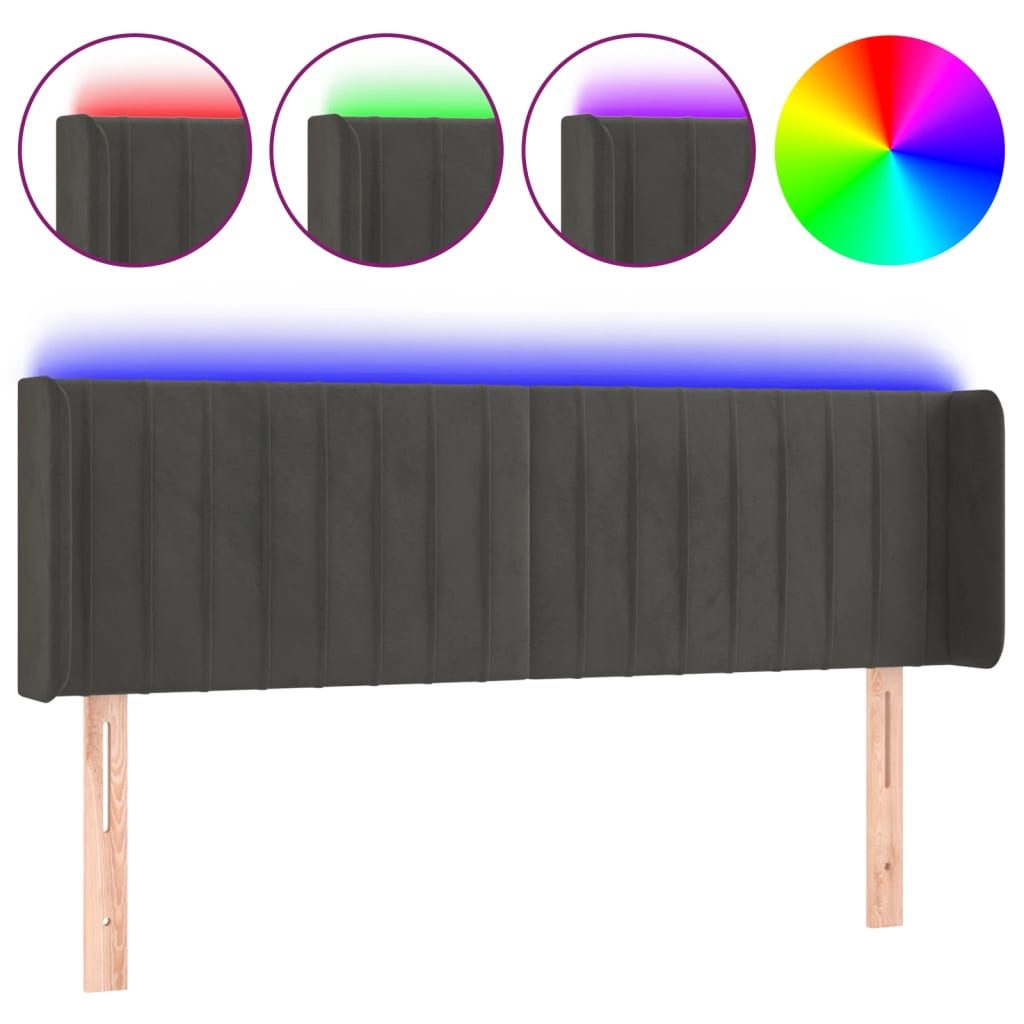 Hoofdbord LED 147x16x78/88 cm fluweel donkergrijs Hoofdborden en voetborden | Creëer jouw Trendy Thuis | Gratis bezorgd & Retour | Trendy.nl