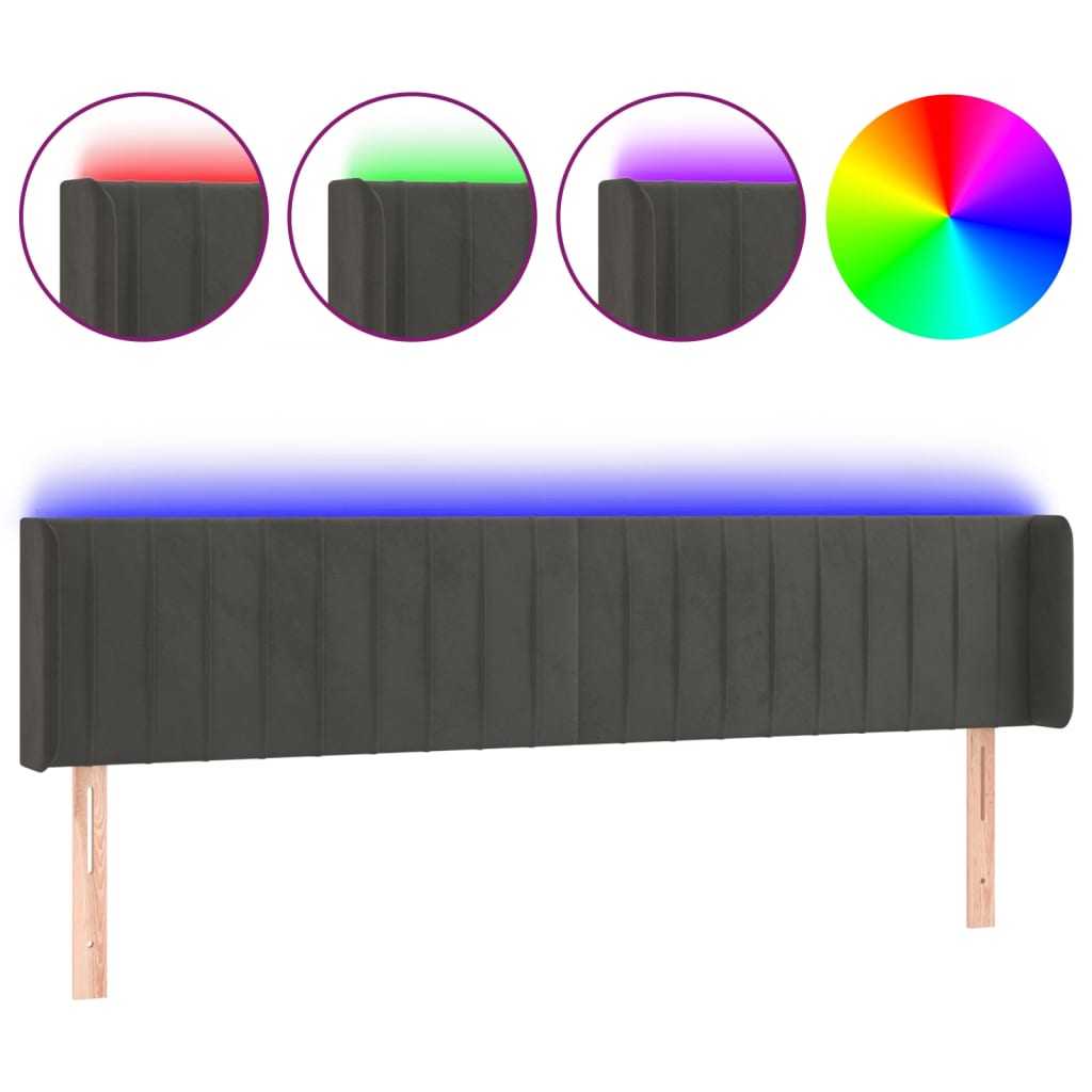 Hoofdbord LED 183x16x78/88 cm fluweel donkergrijs Hoofdborden en voetborden | Creëer jouw Trendy Thuis | Gratis bezorgd & Retour | Trendy.nl