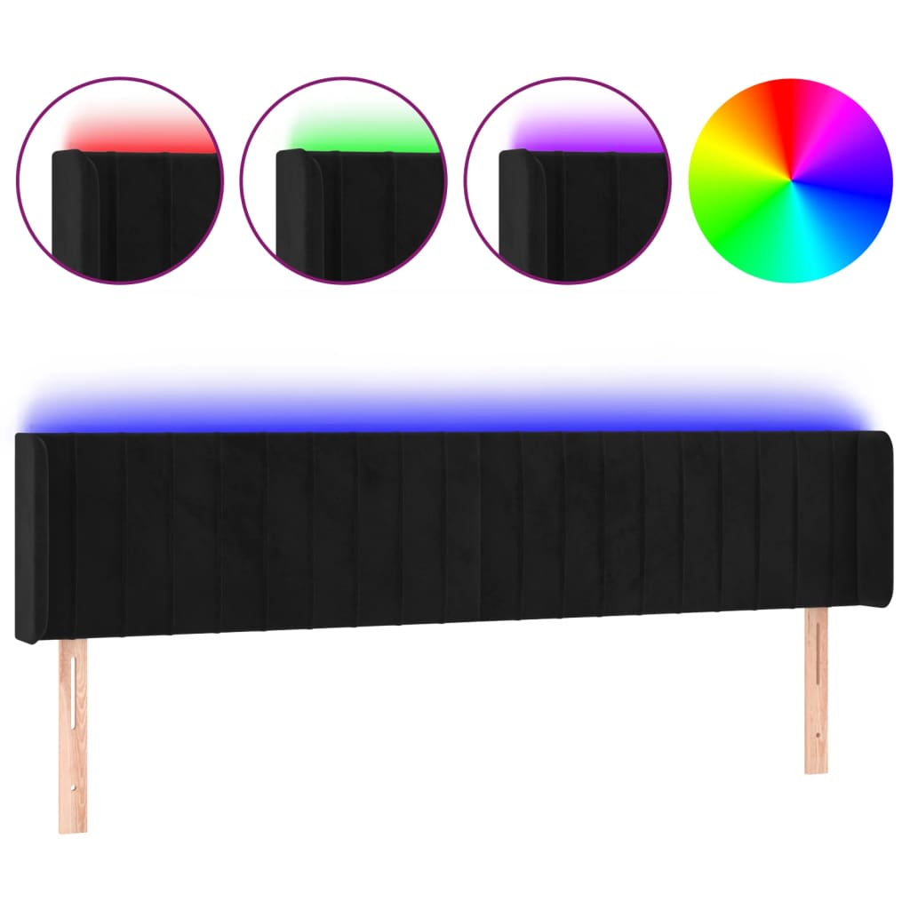 Hoofdbord LED 183x16x78/88 cm fluweel zwart Hoofdborden en voetborden | Creëer jouw Trendy Thuis | Gratis bezorgd & Retour | Trendy.nl