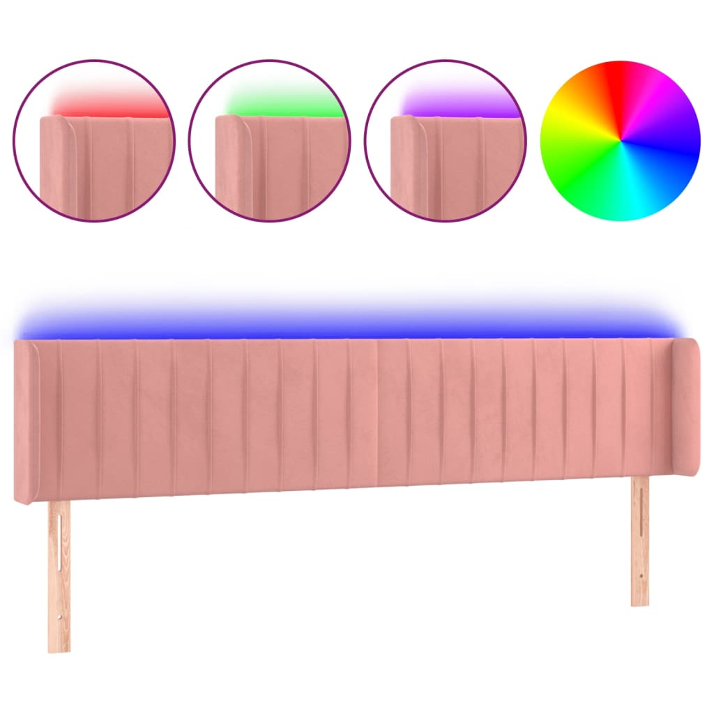 Hoofdbord LED 183x16x78/88 cm fluweel roze Hoofdborden en voetborden | Creëer jouw Trendy Thuis | Gratis bezorgd & Retour | Trendy.nl