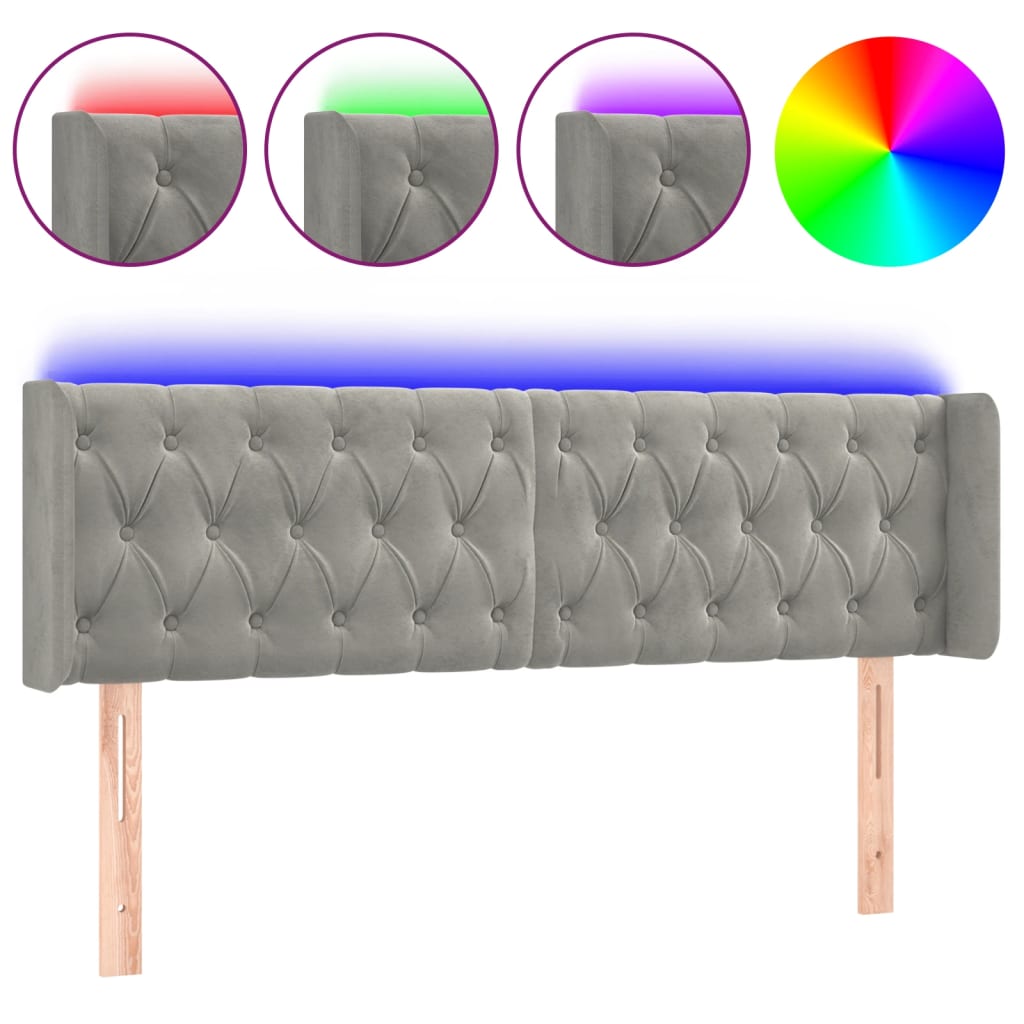 Hoofdbord LED 163x16x78/88 cm fluweel lichtgrijs Hoofdborden en voetborden | Creëer jouw Trendy Thuis | Gratis bezorgd & Retour | Trendy.nl